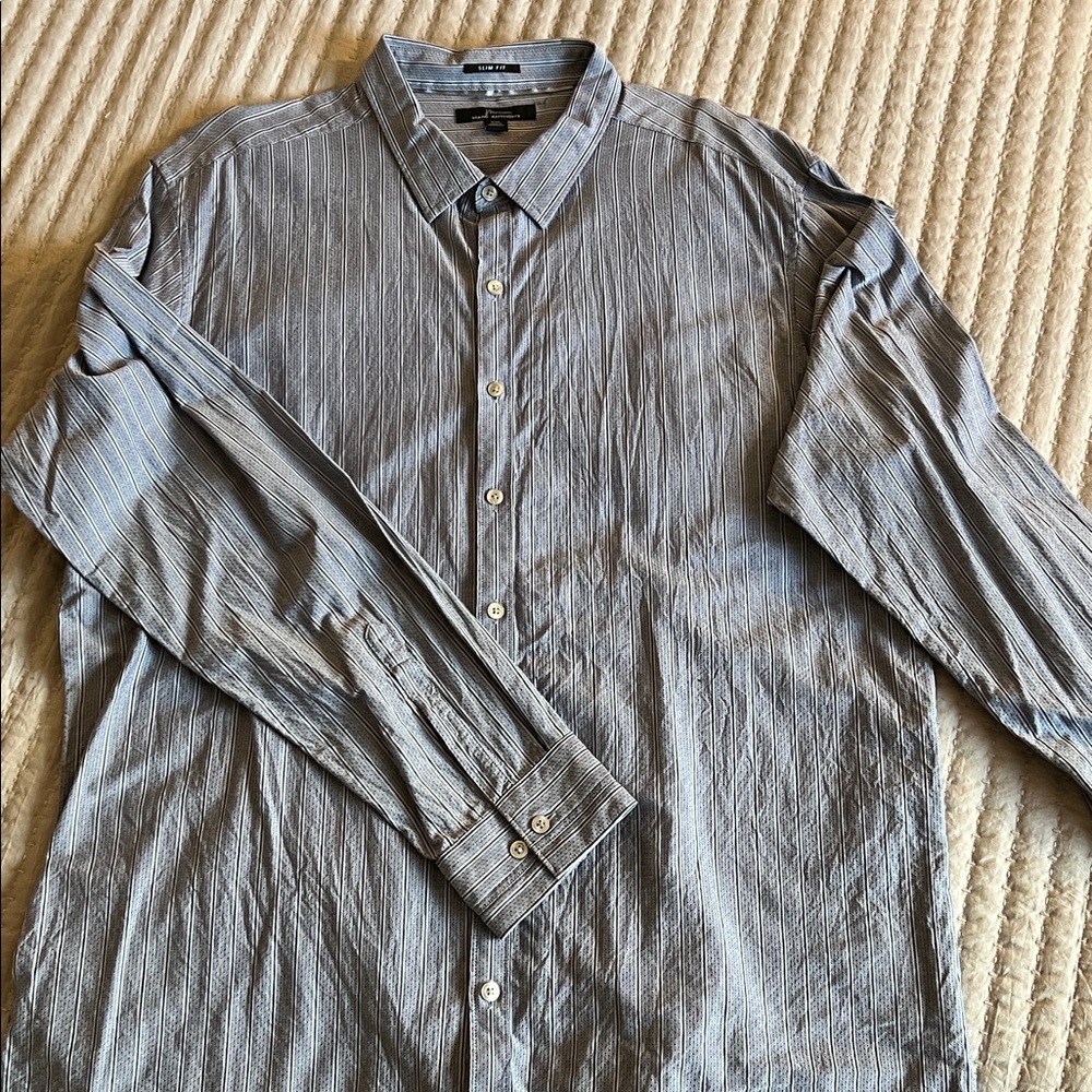 Marc Anthony Blue Striped Dress Shirt